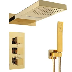 Silla Global Silla Élégant Colonne de Douche Thermostatique en Laiton Encastrée, Ensemble de Douche Mécanique, Doré