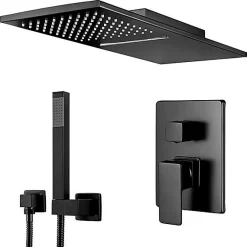 Colonne De Douche Encastrable|Silla Global Silla Élégant Encastrée Ensemble de Douche Mécanique Système de Douche Encastrable, Noir mat