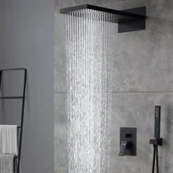 Colonne De Douche Encastrable|Silla Global Silla Élégant Encastrée Ensemble de Douche Mécanique Système de Douche Encastrable, Noir mat