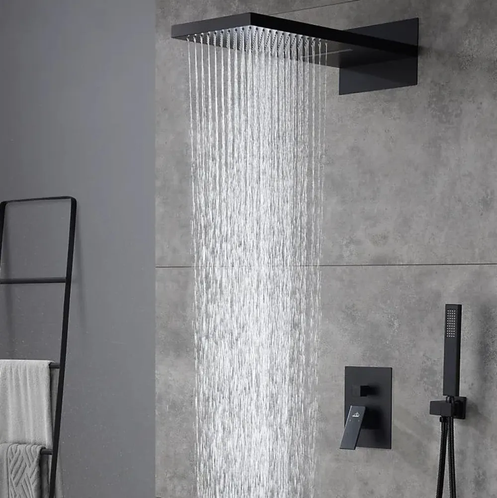 Colonne De Douche Encastrable|Silla Global Silla Élégant Encastrée Ensemble de Douche Mécanique Système de Douche Encastrable, Noir mat