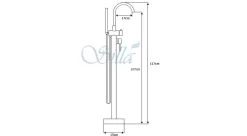 Silla Global Silla élégant Robinet de Baignoire sur pied avec inverseur et bec rotatif avec douchette et flexible, Chrome