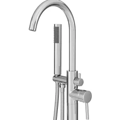Silla Global Silla élégant Robinet de Baignoire sur pied avec inverseur et bec rotatif avec douchette et flexible, Chrome