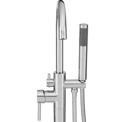 Silla Global Silla élégant Robinet de Baignoire sur pied avec inverseur et bec rotatif avec douchette et flexible, Chrome