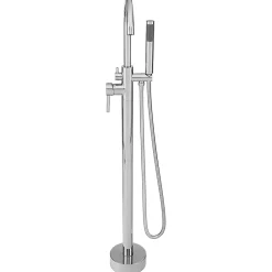 Silla Global Silla élégant Robinet de Baignoire sur pied avec inverseur et bec rotatif avec douchette et flexible, Chrome