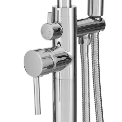 Silla Global Silla élégant Robinet de Baignoire sur pied avec inverseur et bec rotatif avec douchette et flexible, Chrome