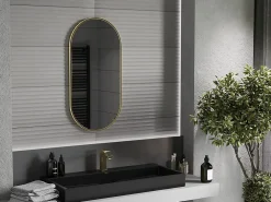 Miroir Grossissant|Silla Global SILLA Miroir mural ovale, 90 x 45 cm, cadre doré
