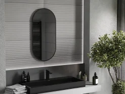 Silla Global SILLA Miroir mural ovale, 90 x 45 cm, cadre noir