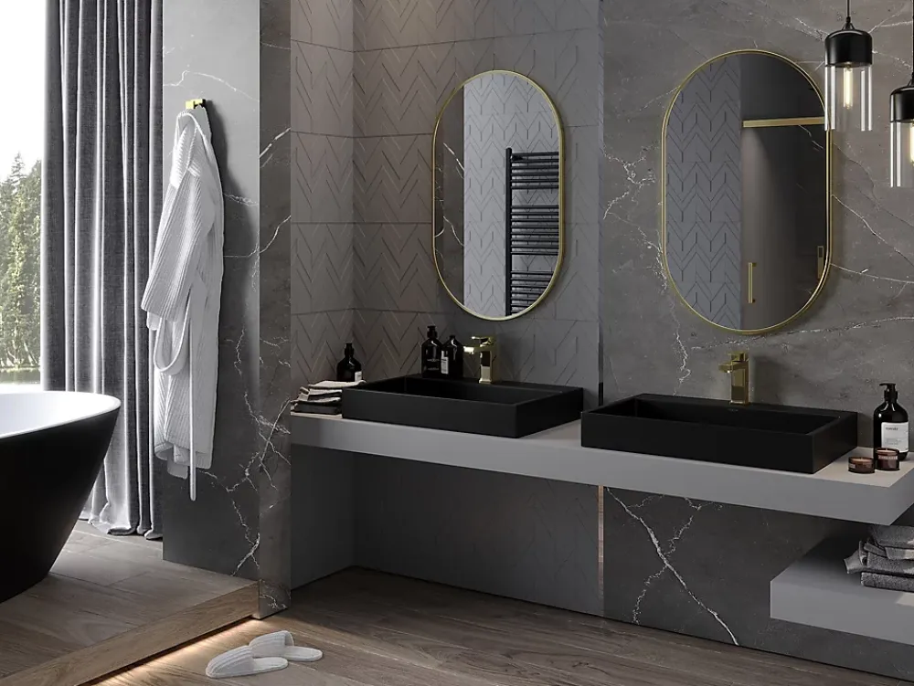 Silla Global SILLA Miroir mural ovale, 90 x 55 cm, cadre doré