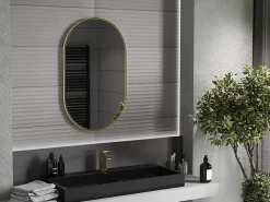 Silla Global SILLA Miroir mural ovale, 90 x 55 cm, cadre doré