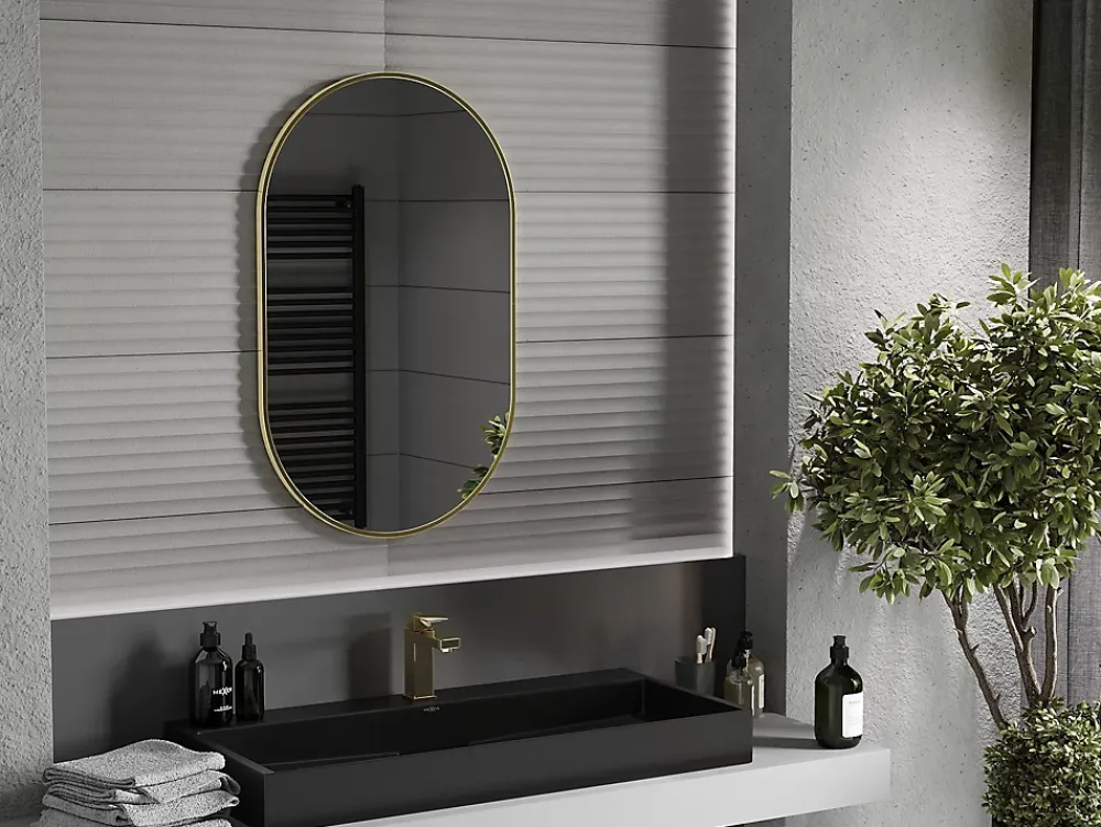 Silla Global SILLA Miroir mural ovale, 90 x 55 cm, cadre doré