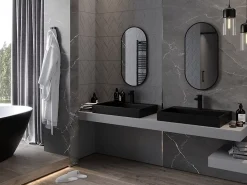 Silla Global SILLA Miroir mural ovale, 80 x 40 cm, cadre noir