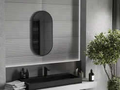 Silla Global SILLA Miroir mural ovale, 80 x 40 cm, cadre noir