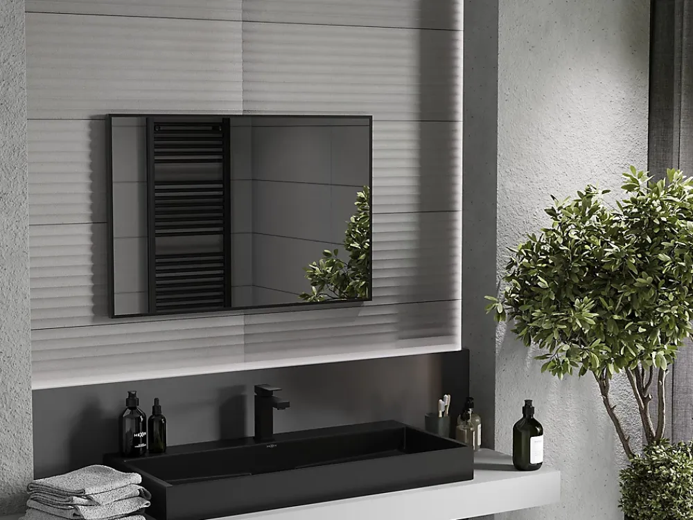 Silla Global SILLA Miroir mural rectangulaire, 90 x 60 cm, cadre noir
