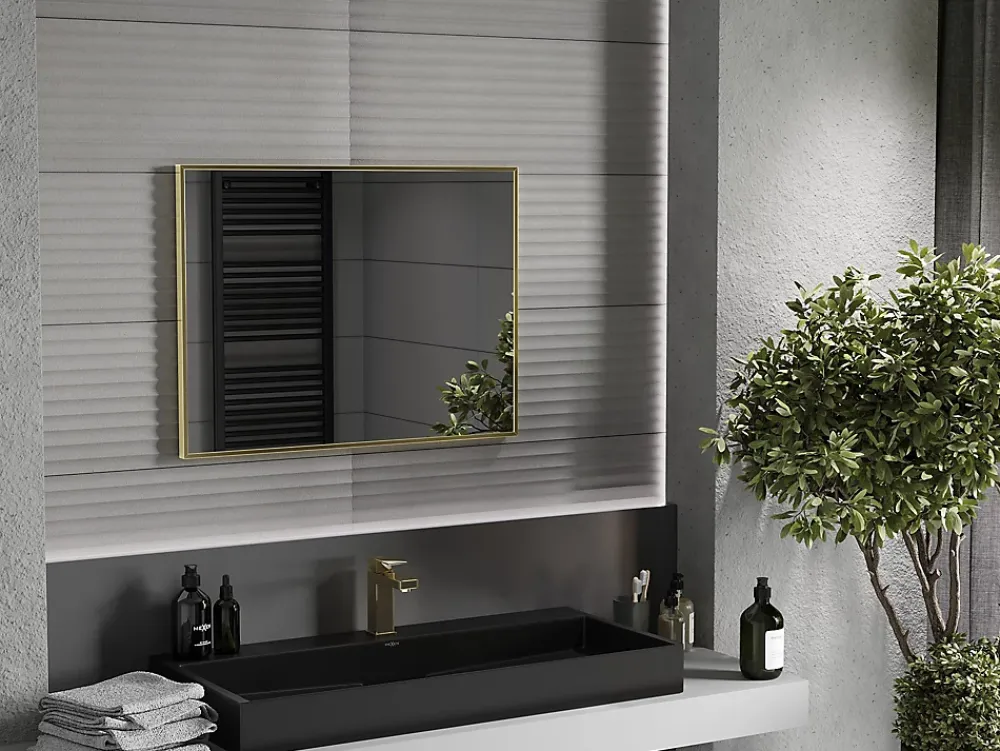 Miroir Grossissant|Silla Global SILLA Miroir mural rectangulaire, 80 x 60 cm, cadre doré