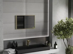 Miroir Grossissant|Silla Global SILLA Miroir mural rectangulaire, 60 x 40 cm, cadre doré