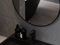 Silla Global SILLA Miroir mural rond, 80 cm, cadre noir