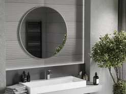 Silla Global SILLA Miroir mural rond, 90 cm, cadre chromé
