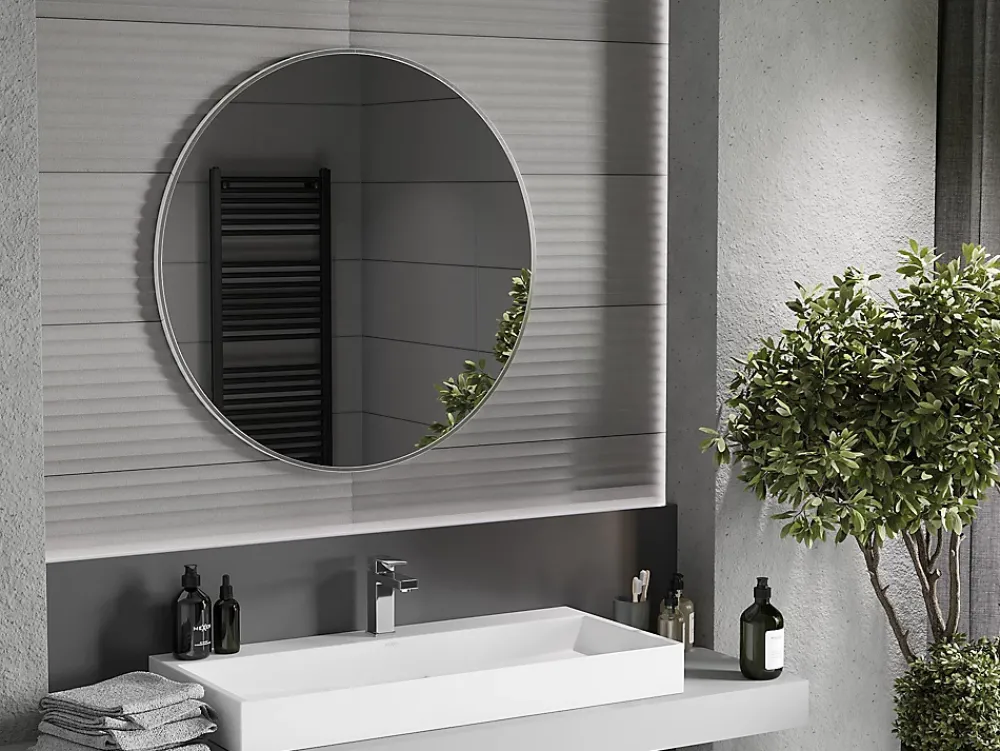 Silla Global SILLA Miroir mural rond, 90 cm, cadre chromé