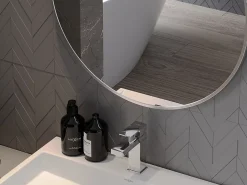Silla Global SILLA Miroir mural rond, 80 cm, cadre chromé