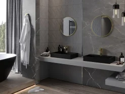 Silla Global SILLA Miroir mural rond, 50 cm, cadre doré