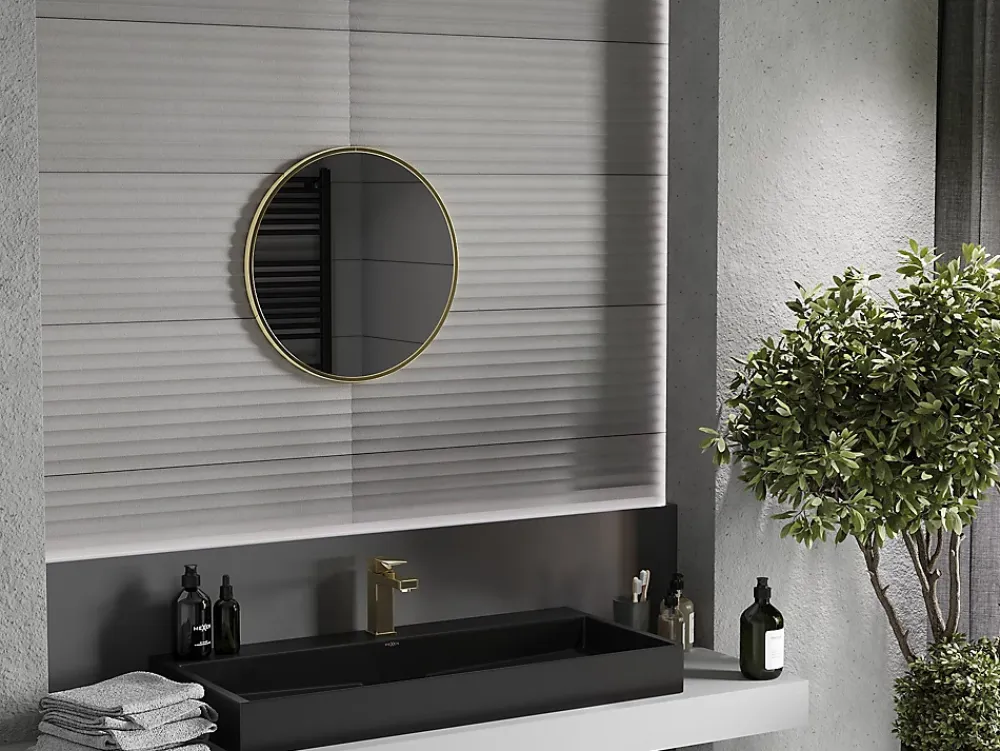 Silla Global SILLA Miroir mural rond, 50 cm, cadre doré