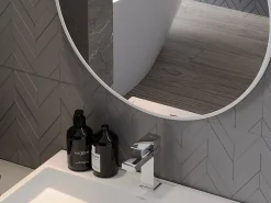 Silla Global SILLA Miroir mural rond, 70 cm, cadre blanc