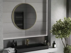 Miroir Grossissant|Silla Global SILLA Miroir mural rond, 80 cm, cadre doré