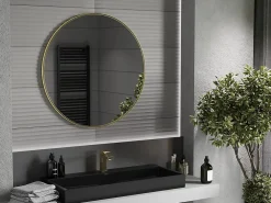 Silla Global SILLA Miroir mural rond, 90 cm, cadre doré