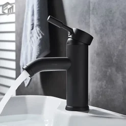 Silla Global SILLA Mitigeur lavabo moderne en Laiton, économie d'eau, Noir