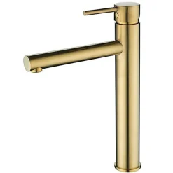 Silla Global SILLA Mitigeur lavabo moderne bec haut en Laiton, économie d'eau, Doré