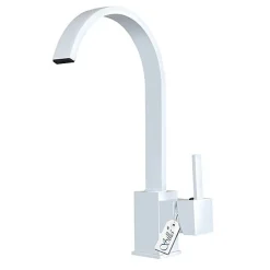 Robinet Lavabo Et Vasque|Silla Global SILLA Mitigeur lavabo moderne en Laiton, économie d'eau, Blanc
