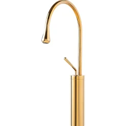 Silla Global SILLA Mitigeur lavabo moderne bec haut en Laiton, économie d'eau, Doré