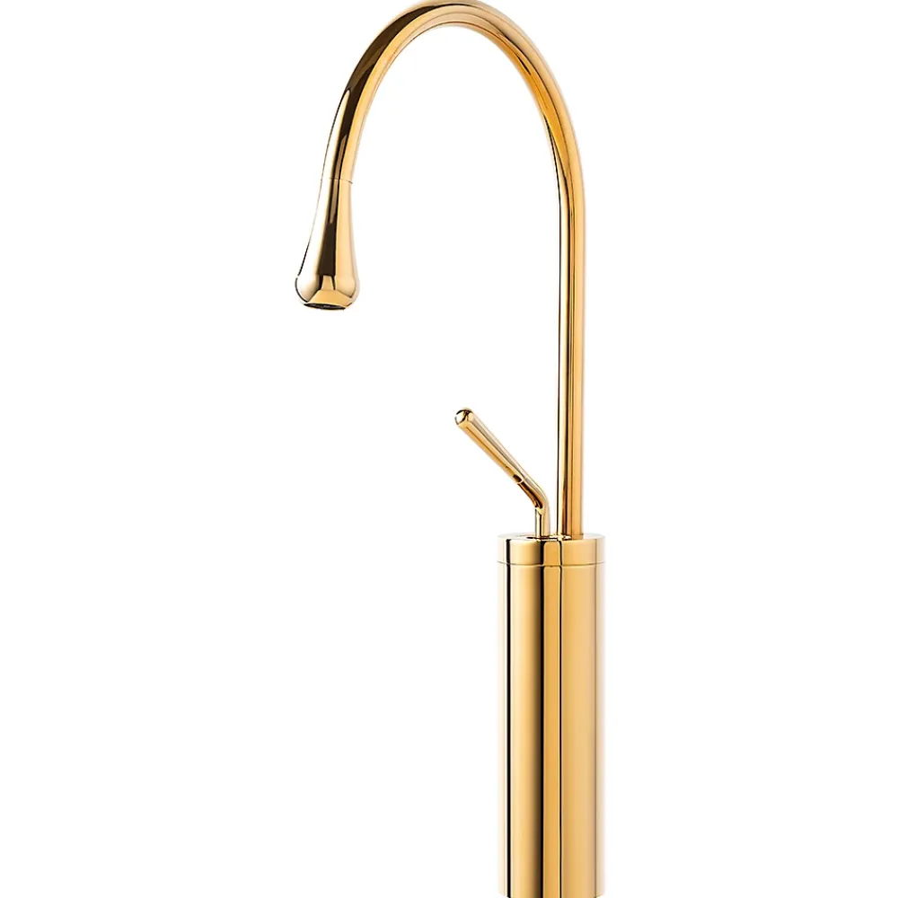 Silla Global SILLA Mitigeur lavabo moderne bec haut en Laiton, économie d'eau, Doré
