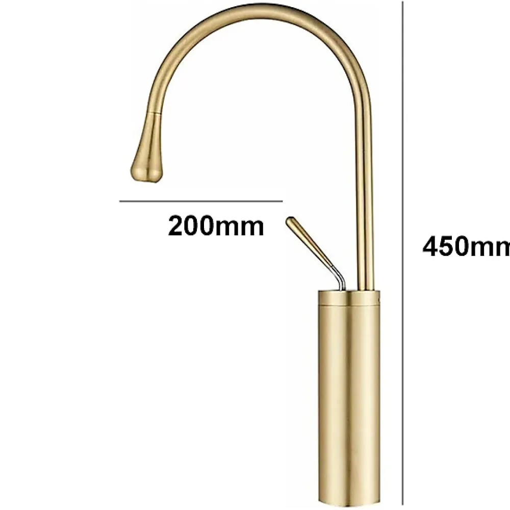 Silla Global SILLA Mitigeur lavabo moderne bec haut en Laiton, économie d'eau, Doré