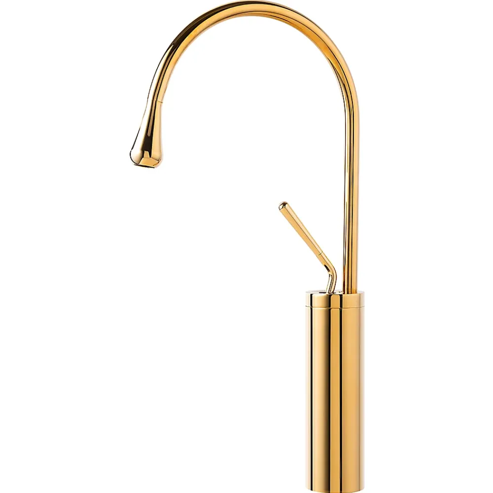 Silla Global SILLA Mitigeur lavabo moderne bec haut en Laiton, économie d'eau, Doré