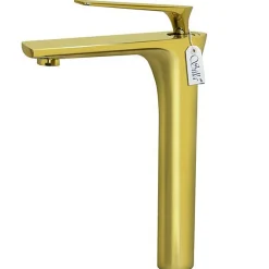 Silla Global SILLA Mitigeur lavabo moderne bec haut en Laiton, économie d'eau, Doré