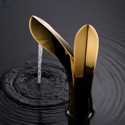 Silla Global SILLA Mitigeur lavabo moderne en Laiton, économie d'eau, Doré