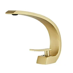 Robinet Lavabo Et Vasque|Silla Global SILLA Mitigeur lavabo moderne en Laiton, économie d'eau, Doré