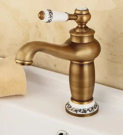 Silla Global SILLA Mitigeur lavabo retro en Laiton, économie d'eau, Vintage doré