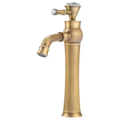 Robinet Lavabo Et Vasque|Silla Global SILLA Mitigeur lavabo retro bec haut en Laiton, économie d'eau, Vintage doré