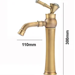 Robinet Lavabo Et Vasque|Silla Global SILLA Mitigeur lavabo retro bec haut en Laiton, économie d'eau, Vintage doré