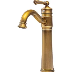 Silla Global SILLA Mitigeur lavabo retro bec haut en Laiton, économie d'eau, Vintage doré