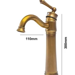 Silla Global SILLA Mitigeur lavabo retro bec haut en Laiton, économie d'eau, Vintage doré