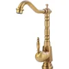 Silla Global SILLA Mitigeur lavabo retro bec haut en Laiton, économie d'eau, Vintage doré