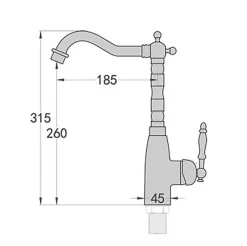 Silla Global SILLA Mitigeur lavabo retro bec haut en Laiton, économie d'eau, Vintage doré