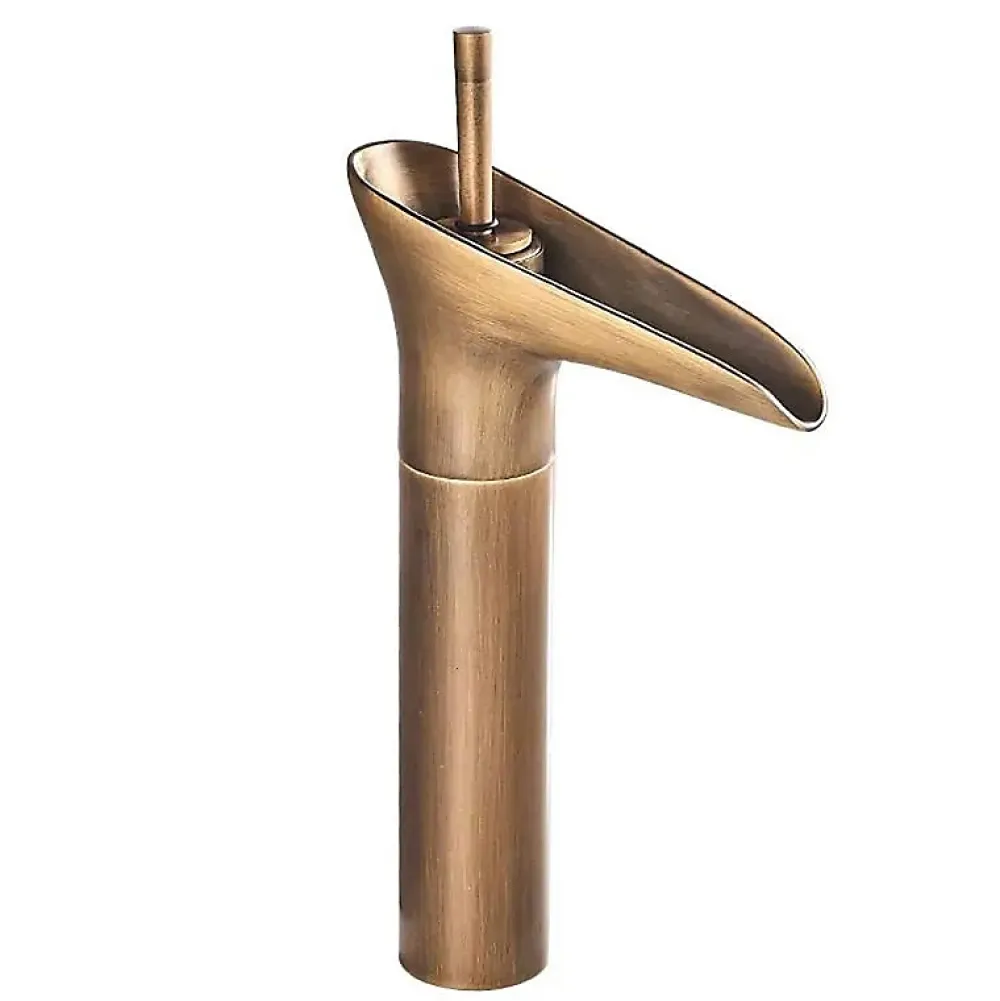 Silla Global SILLA Mitigeur lavabo retro bec haut en Laiton, économie d'eau, Vintage doré