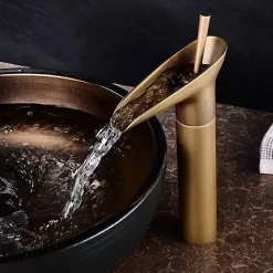 Silla Global SILLA Mitigeur lavabo retro bec haut en Laiton, économie d'eau, Vintage doré