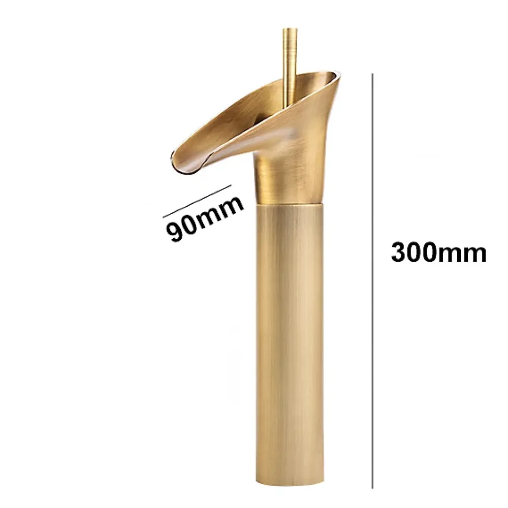 Silla Global SILLA Mitigeur lavabo retro bec haut en Laiton, économie d'eau, Vintage doré