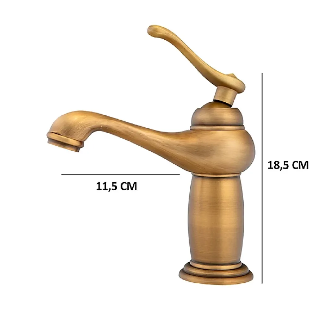 Robinet Lavabo Et Vasque|Silla Global SILLA Mitigeur lavabo retro en Laiton, économie d'eau, Vintage doré