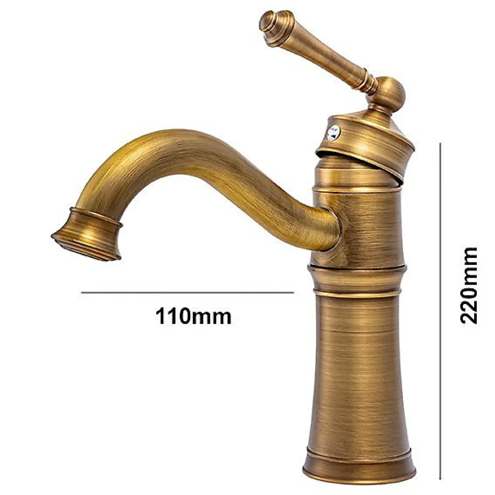 Robinet Lavabo Et Vasque|Silla Global SILLA Mitigeur lavabo retro en Laiton, économie d'eau, Vintage doré